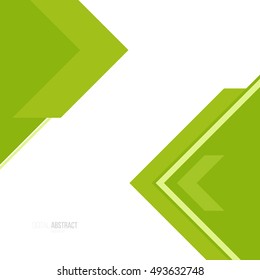 Abstract modern geometric background. Simple shapes for design projects. Vector illustration. Green corner or arrow.