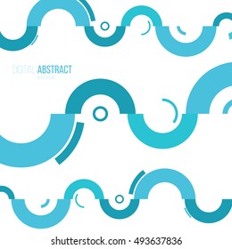 Abstract modern geometric background. Simple shapes for design projects. Vector illustration. Blue circles and arch.