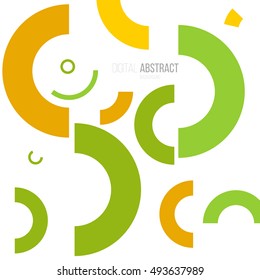 Abstract modern geometric background. Simple shapes for design projects. Vector illustration. Green and orange arch.
