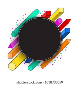 Abstract modern geometric background. Vector illustration. Colorful celebration background with round paper label