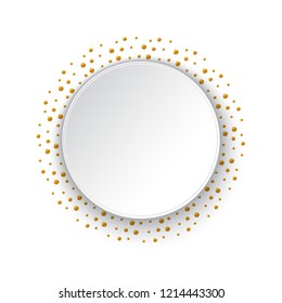 Abstract modern geometric background. Vector illustration. Celebration background with round paper speech bubble