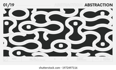 Abstract modern geometric banner with simple shapes in black and white colors, graphic composition design vector background, 3d shapes forming geometrical pattern