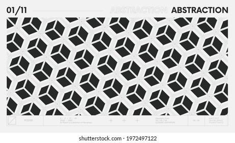 Abstract modern geometric banner with simple shapes in black and white colors, graphic composition design vector background, pattern 3d cubes of square modules