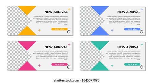 abstract modern geometric banner template design in 4 color variations. Suitable for advertising and promotion in social media posts, blogs, web, cover, header. Vector Illustration.