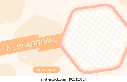 Abstract modern geometric banner template design in pink color.