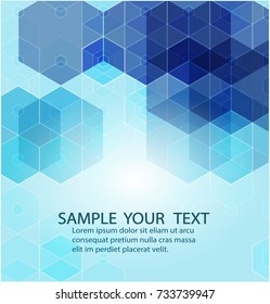 Abstract modern geometric blue background. Hexagonal shapes
