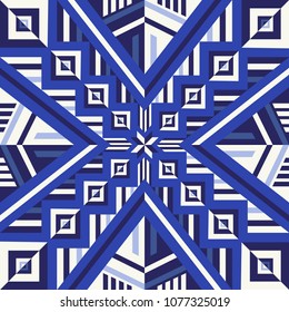 abstract modern geometric blue and white switching pattern