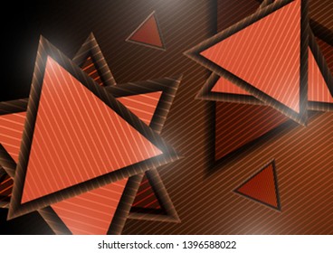 Abstract modern geometric composition with decorative triangles. Striped triangles and striped dark background. Vector illustration