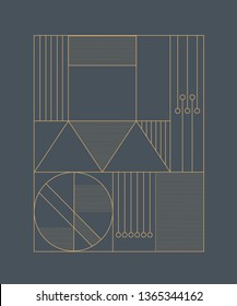 Abstract modern geometric composition. Golden geometric frame. Use for ad, poster, card, cover. Art deco 