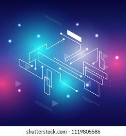 Abstract modern geometric with connecting dots and lines. Connection background