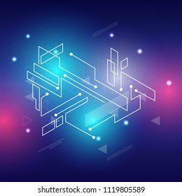 Abstract modern geometric with connecting dots and lines. Connection background