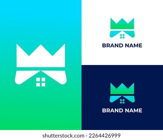 Abstract Modern Geometric Crown and House Logo