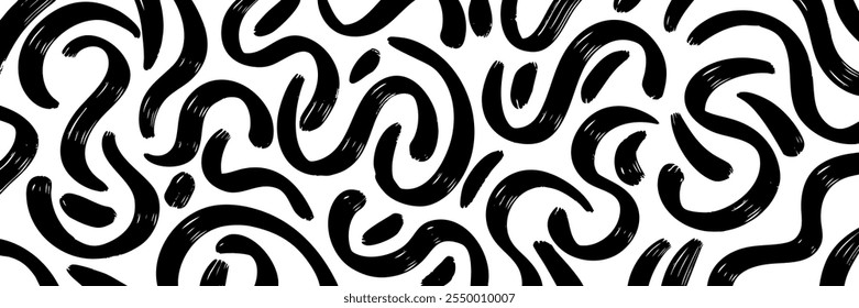 Abstract modern geometric curved Wavy and swirled brush strokes vector  ornament background. abstract shapes in doodle grunge style.