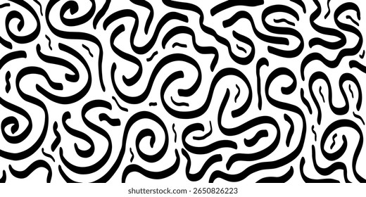 Abstract modern geometric curved wavy and swirling brush twist vector background. Doodle style dynamic wavy lines vector background doodle style