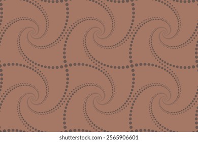 Abstract modern geometric design with swirled lines in brown tones. Small dots design. Seamless pattern. Vector illustration