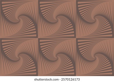Abstract modern geometric design with swirled lines in brown tones. Small dots design. Seamless pattern. Vector illustration