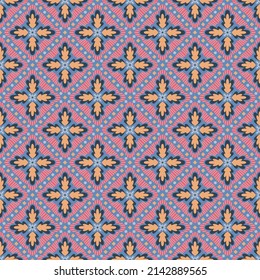 Abstrakte moderne geometrische Blumenvektormuster. Schwarz, Rosa, Blau und Gelb bunte einfache geometrische Motive Muster.