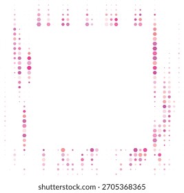 Abstract Modern Geometric Frame Background with Gradient Pink and Purple Hexagons and Scattered Dots on White