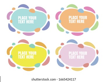 Abstract modern geometric graphic element banners in four colored forms with flowing liquid shapes. Can be use as template for flyer or presentation. Vector illustration.