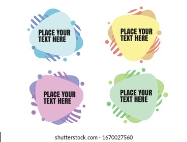 Carteles de elementos gráficos geométricos modernos abstractos en cuatro formas coloreadas con formas líquidas fluidas. Se puede utilizar como plantilla para volante o presentación. Ilustración vectorial.