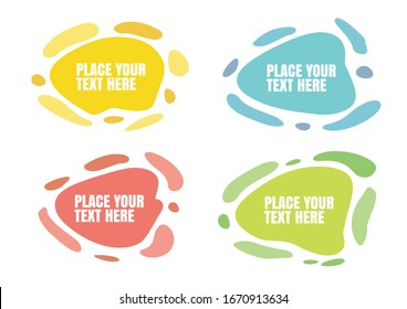 Abstract modern geometric graphic element banners in four colored forms with flowing liquid shapes. Can be use as template for flyer or presentation. Vector illustration.