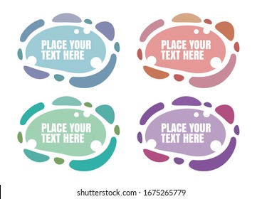 Carteles de elementos gráficos geométricos modernos abstractos en cuatro formas coloreadas con formas líquidas fluidas. Se puede utilizar como plantilla para volante o presentación. Ilustración vectorial.