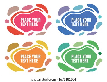 Abstract modern geometric graphic element banners in four colored forms with flowing liquid shapes. Can be use as template for flyer or presentation. Vector illustration.
