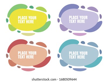 Abstract modern geometric graphic element banners in four colored forms with flowing liquid shapes. Can be use as template for flyer or presentation. Vector illustration.