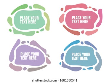 Abstract modern geometric graphic element banners in four colored forms with flowing liquid shapes. Can be use as template for flyer or presentation. Vector illustration.
