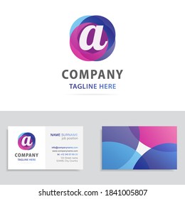Abstract modern geometric icon design logo element with business card template.Creative graphic liquid bright shapes on white background.Best logotype for identity business company.Vector illustration