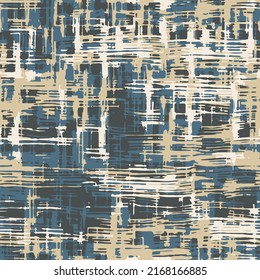 Abstract modern geometric line textured pattern in black, blue and yellow colors.