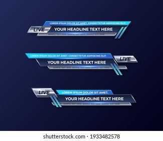 abstract modern geometric lower third banner template design. TV News Bars. broadcasting live streaming. interface template. Vector Illustration.