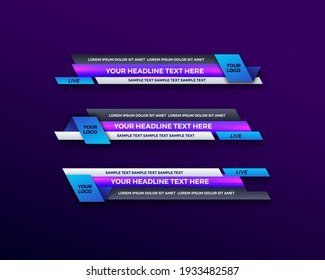 abstract modern geometric lower third banner template design. TV News Bars. broadcasting live streaming. interface template. Vector Illustration.