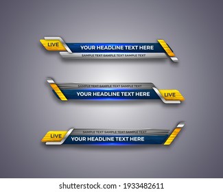 abstract modern geometric lower third banner template design. TV News Bars. broadcasting live streaming. interface template. Vector Illustration.