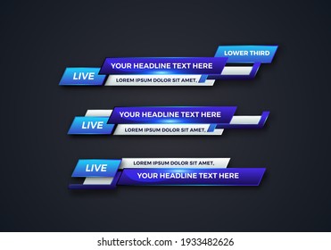 abstract modern geometric lower third banner template design. TV News Bars. broadcasting live streaming. interface template. Vector Illustration.