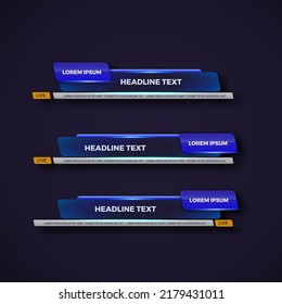 abstract modern geometric lower third banner template design for broadcasting, live, streaming, video template. Vector Illustration