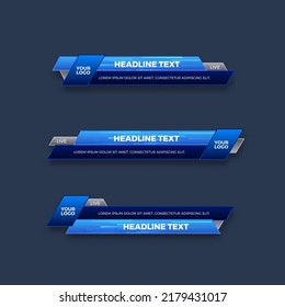 abstract modern geometric lower third banner template design for broadcasting, live, streaming, video template. Vector Illustration