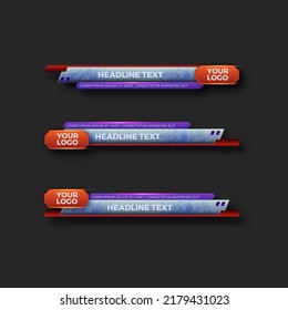 abstract modern geometric lower third banner template design for broadcasting, live, streaming, video template. Vector Illustration