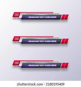 abstract modern geometric lower third banner template design for broadcasting, live, streaming, video template. Vector Illustration