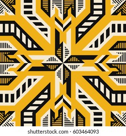 abstract modern geometric native pattern on yellow