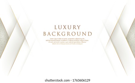 Abstract modern geometric overlap layer luxury design gray white and golden with space for content. Golden dots glitter combination. Premium and elegant design concept. Vector illustration.