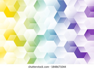 Abstract modern geometric pattern on colorful gradient background. Element design with cube and 3D. Vector Illustration.