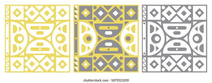 Abstract modern geometric pattern with trendy colors of 2021. Gray and yellow palette. Repeated ornament. Ultimate gray and illuminating palette.