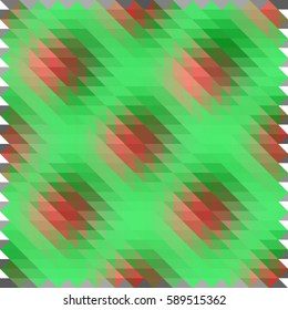 abstract modern geometric pattern of triangles of green and red colors in a mosaic style, vector illustration