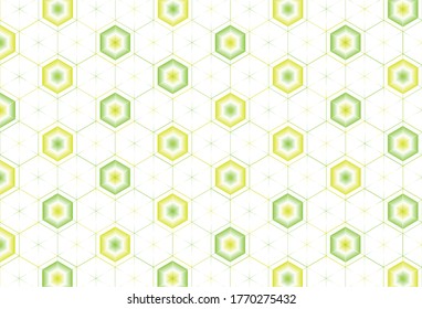Abstract modern geometric pattern with yellow and green hexagon gradient for background. Element design. Vector Illustration.