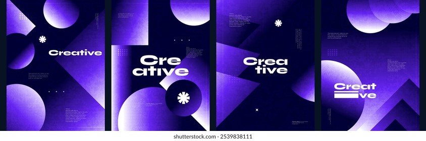 Abstract Modern Geometric Poster Background Set. Vibrant Gradient Cover Design. Suitable for Social Media, Cover, Banner, or Flyer