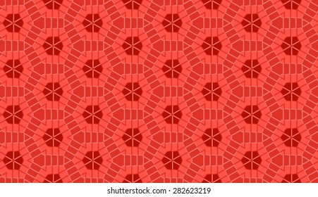 Abstract modern geometric seamless hexagon pattern of red color
