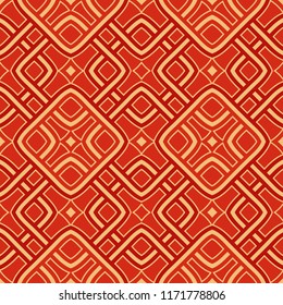 Abstract modern geometric seamless pattern of red and beige shades