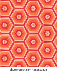 Abstract modern geometric seamless pattern in red and orange colors