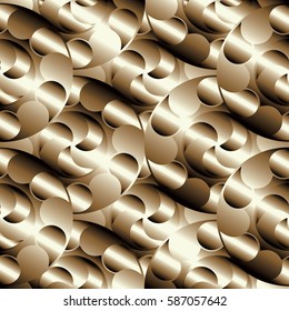 Abstract modern  geometric seamless pattern background wallpaper with gold tiled 3d circles. Vector surface texture for fabric, textile.